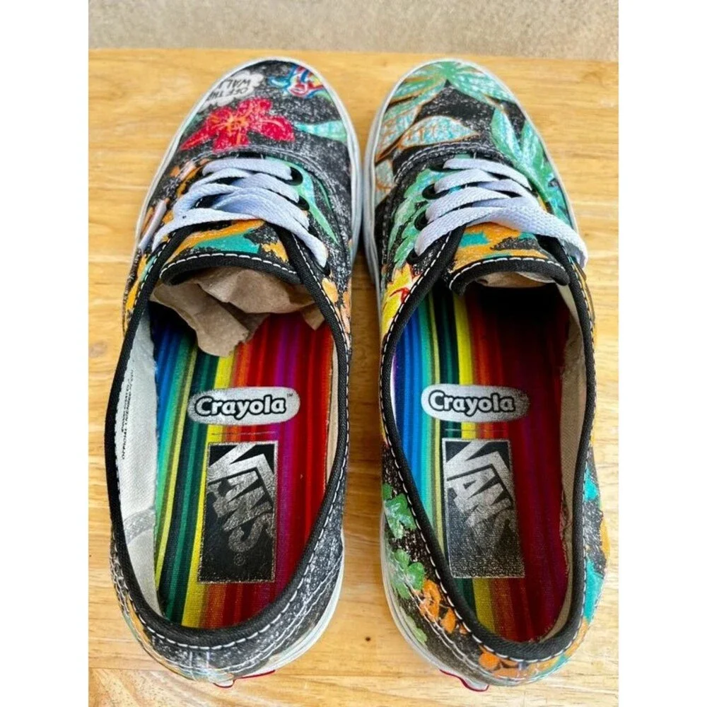 Vans x Crayola Authentic Multi Print Leopard Floral Sneakers Women’s 7 Men’s 5.5
